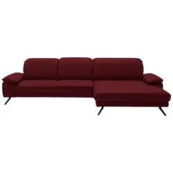 Ecksofa Dieter Knoll in Echtleder Dunkelrot 332/193 cm
