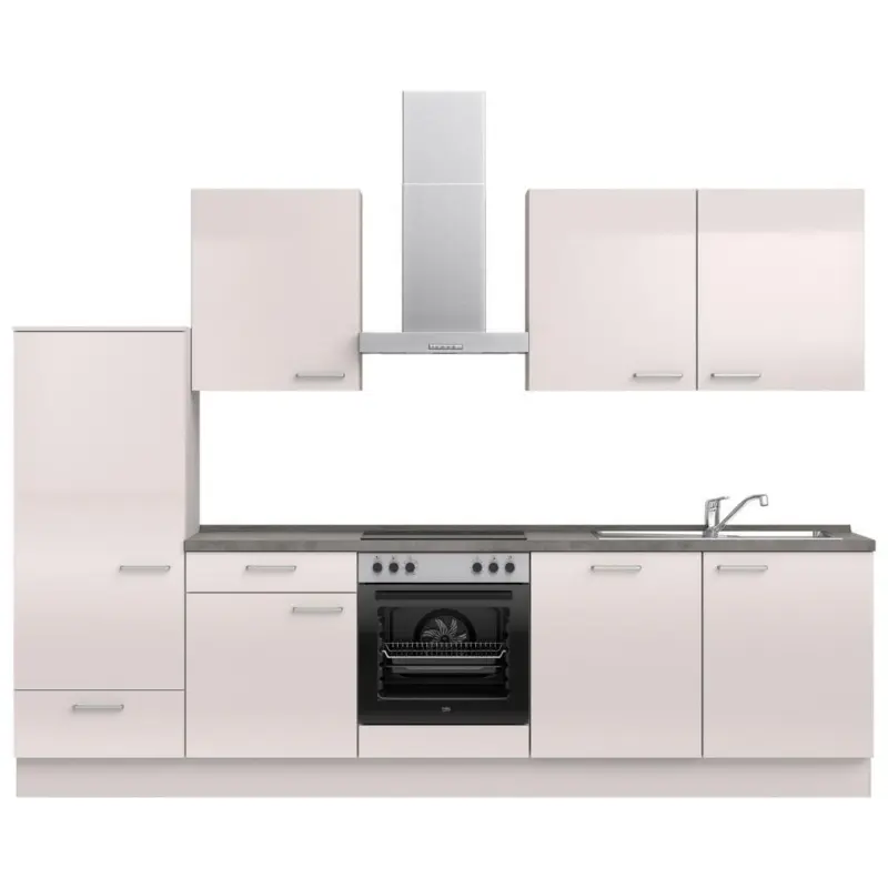 K&uuml;chenblock 300 cm in Schieferfarben, Hellgrau