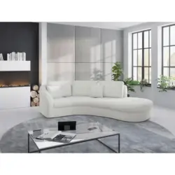 Ecksofa Jazz V in Flachgewebe Wei&szlig; 266/230 cm