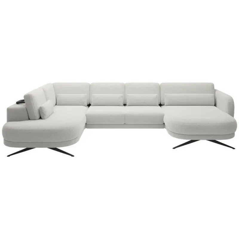 Wohnlandschaft in Webstoff Creme