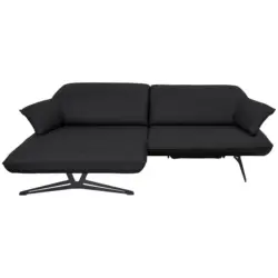 Ecksofa in Echtleder Schwarz 169/252 cm