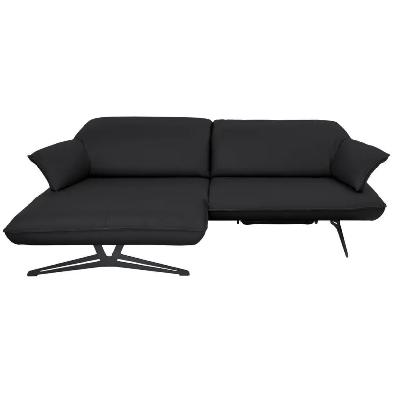 Ecksofa in Echtleder Schwarz 169/252 cm