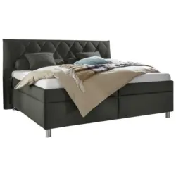 Polsterbett Matratze, gepolstertes Kopfteil, Lattenrost, Bettkasten, motorische Verstellbarkeit Grau 160/200 cm