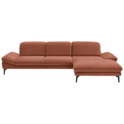 Ecksofa in Chenille Rostfarben 319/188 cm
