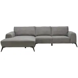 Ecksofa in Webstoff Grau 187/298 cm