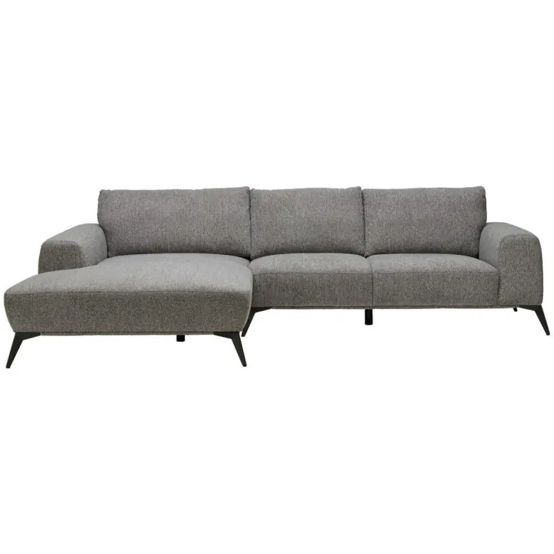 Ecksofa in Webstoff Grau 187/298 cm