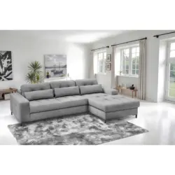 Ecksofa Bonito in Struktur Grau 260/176 cm