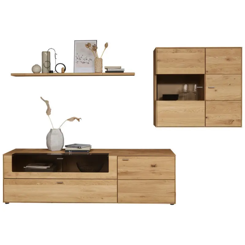 Wohnwand in Eichefarben 288,4/196,2/54,5 cm