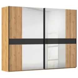 Schwebet&uuml;renschrank in Schwarz, Eichefarben