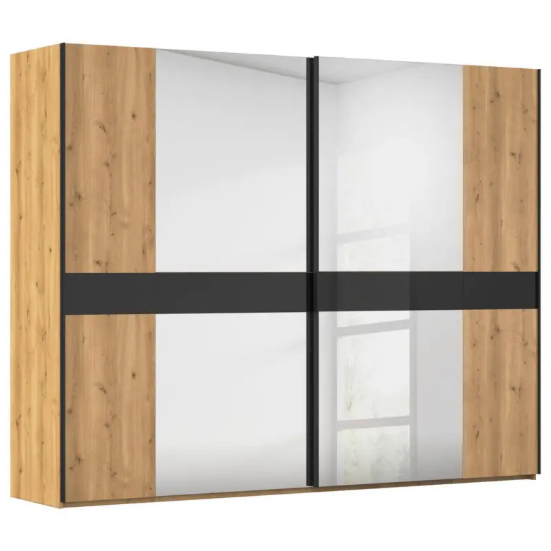 Schwebet&uuml;renschrank in Schwarz, Eichefarben