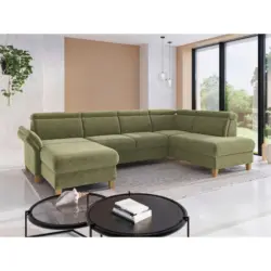 Wohnlandschaft Glendale E in Flachgewebe Hellgr&uuml;n