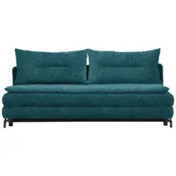 Schlafsofa in Chenille, Pl&uuml;sch Petrol