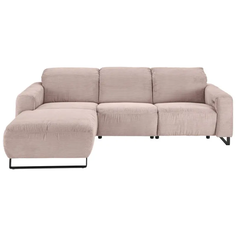 Ecksofa in Cord Rosa 180/266 cm