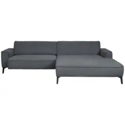 Ecksofa in Flachgewebe Dunkelgrau 285/190 cm