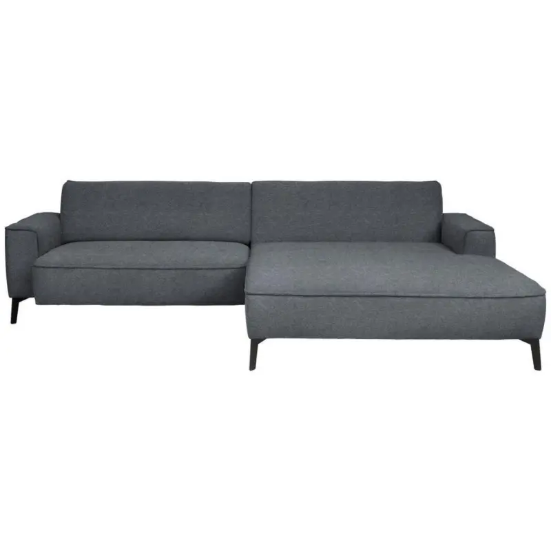 Ecksofa in Flachgewebe Dunkelgrau 285/190 cm