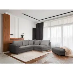 Ecksofa inkl. Hocker Ariella in Cord Dunkelgrau 231/161 cm