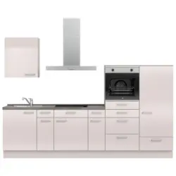 K&uuml;chenleerblock 300 cm in Schieferfarben, Hellgrau