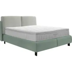 Boxspringbett 200/200 cm in Hellgrau, Salbeigr&uuml;n
