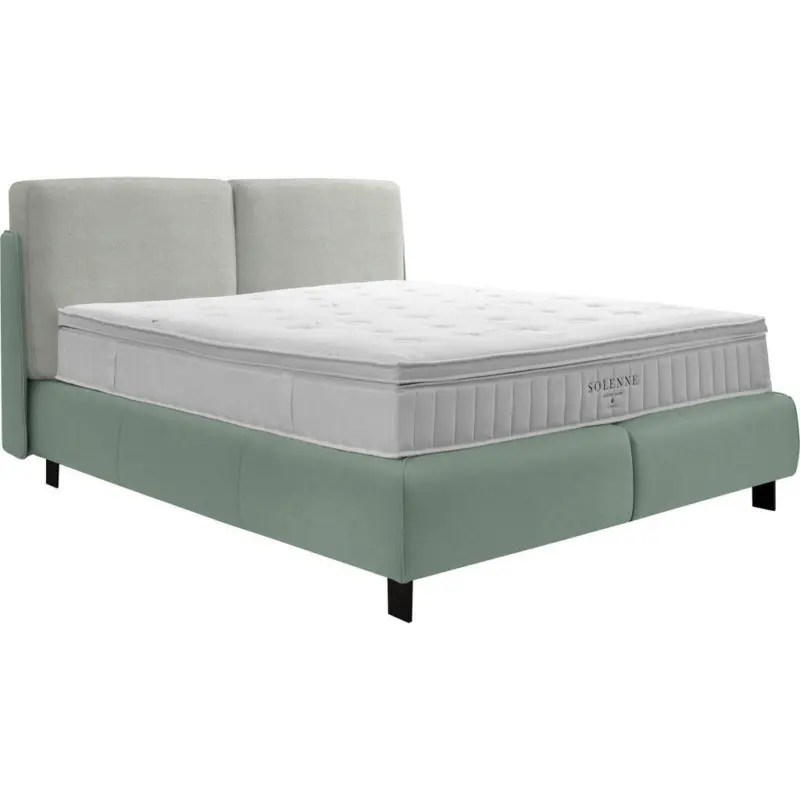 Boxspringbett 200/200 cm in Hellgrau, Salbeigr&uuml;n