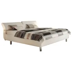 Polsterbett gepolstertes Kopfteil, Lattenroste, Matratzen, Kopfteilverstellung Wei&szlig; 200/200 cm