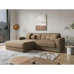 Ecksofa Fabio E in Mikrofaser Braun 196/264 cm