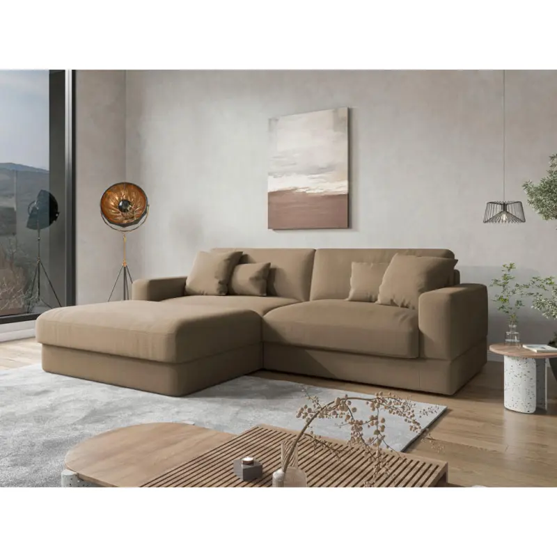 Ecksofa Fabio E in Mikrofaser Braun 196/264 cm