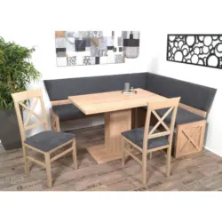 Eckbankgruppe in Textil, Holzwerkstoff Grau, Sonoma Eiche