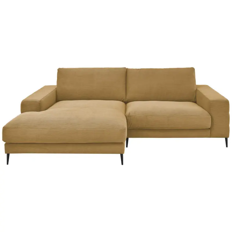 Ecksofa in Feincord Gelb, Gr&uuml;n 177/253 cm