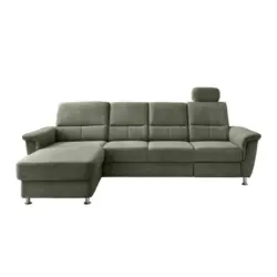 Ecksofa in Chenille Gr&uuml;n 165/292 cm