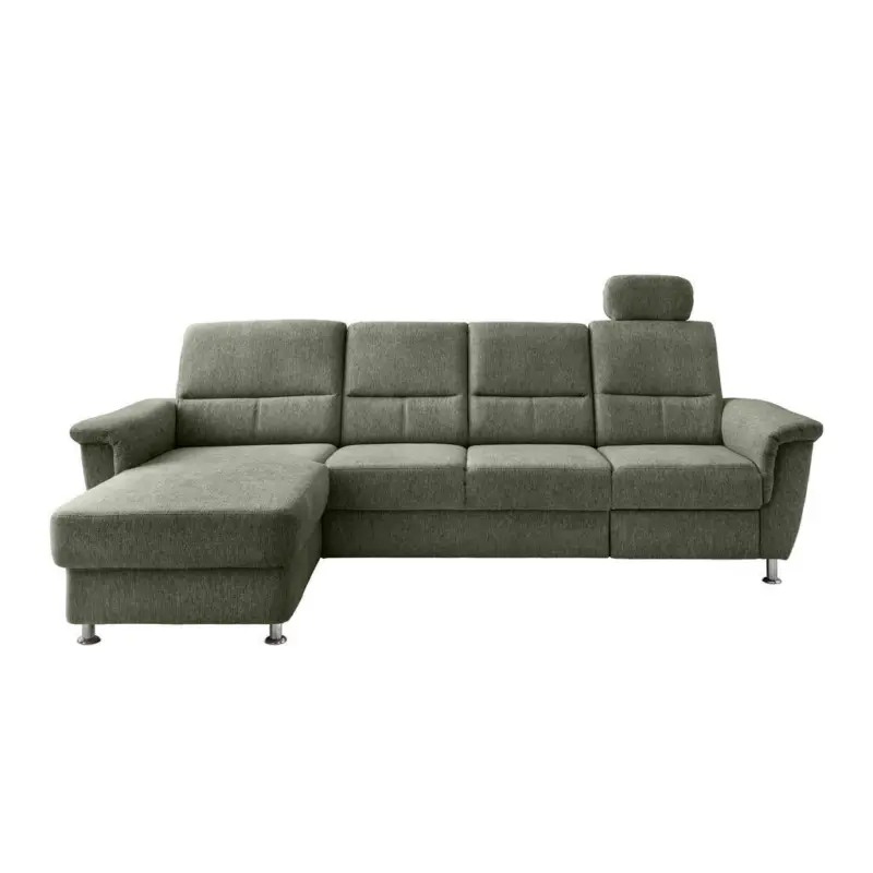 Ecksofa in Chenille Gr&uuml;n 165/292 cm