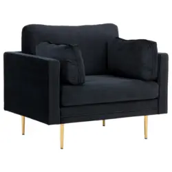 Sessel in Samt Schwarz, Hellbraun