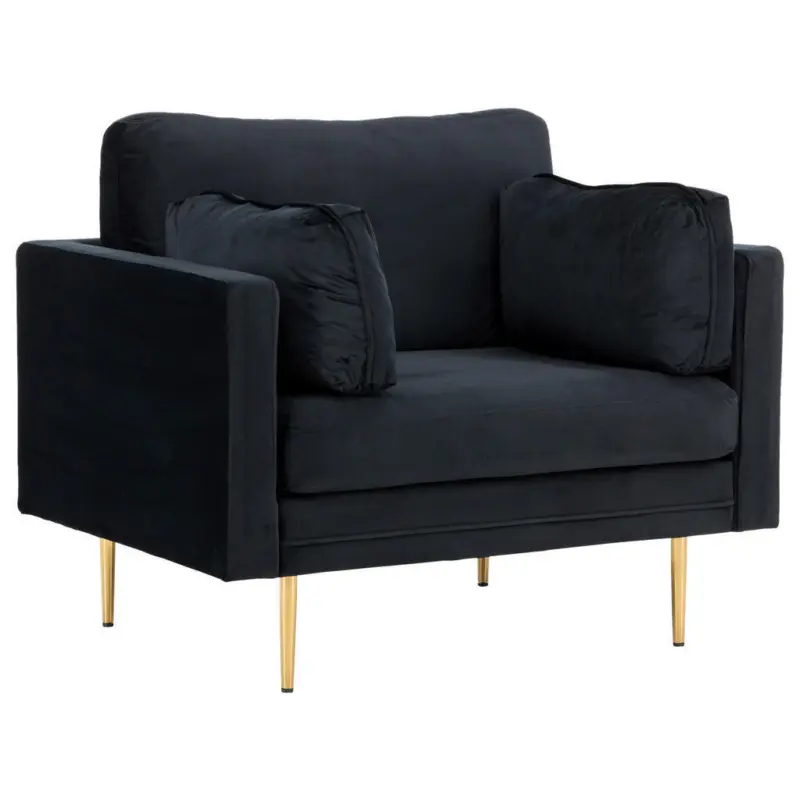 Sessel in Samt Schwarz, Hellbraun