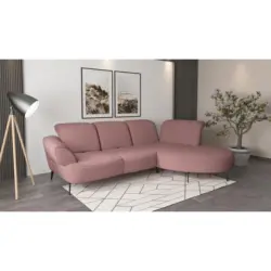 Ecksofa Dance E in Chenille Aubergine 313/208 cm