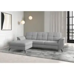 Ecksofa Zora E in Flachgewebe Grau 164/262 cm