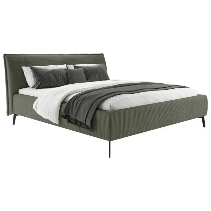 Polsterbett gepolstertes Kopfteil Olivgr&uuml;n 160/200 cm