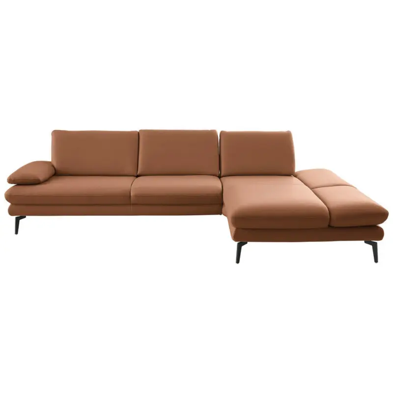 Ecksofa in Echtleder Hellbraun 308/195 cm
