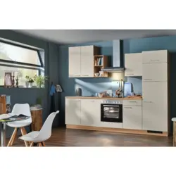 K&uuml;chenblock 280 cm in Eichefarben, Hellgrau