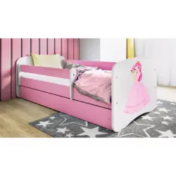 Kinder-/Juniorbett 80/160 cm in Wei&szlig;, Pink