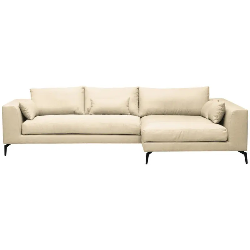 Ecksofa in Flachgewebe Creme 313/172 cm
