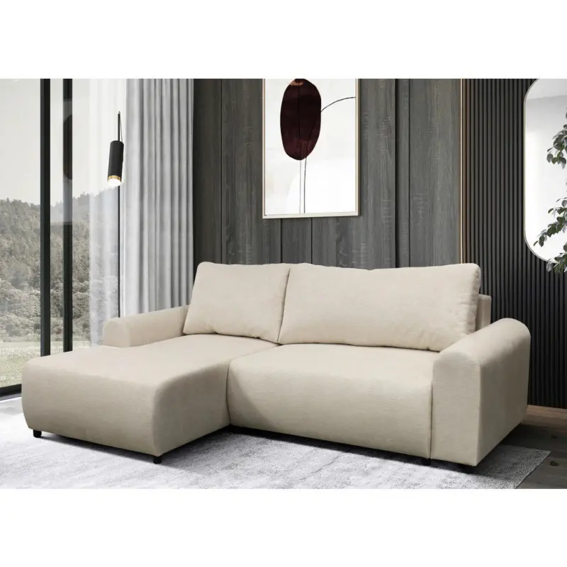 Ecksofa in Struktur Beige 160/250 cm