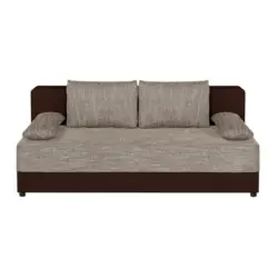 Schlafsofa in Lederlook, Webstoff Cappuccino, Mokka