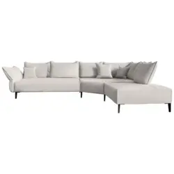 Ecksofa in Chenille, Flachgewebe Ecru 340/272 cm