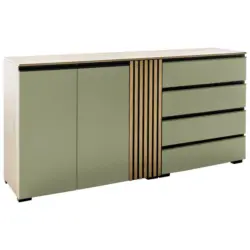 Sideboard Wildeiche, Schilfgr&uuml;n 187/92/45 cm