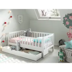 Kinder-/Juniorbett 70/140 cm in Wei&szlig;