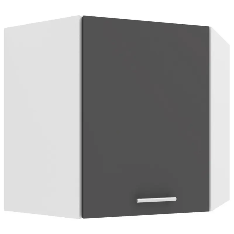 Eckoberschrank 57/60/57 cm in Anthrazit, Wei&szlig;