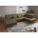 XXXLutz Lauterach - Ihr M&ouml;belhaus bei Bregenz Wohnlandschaft in Vliesstoff Kombination Echtleder/Stoff Olivgr&uuml;n