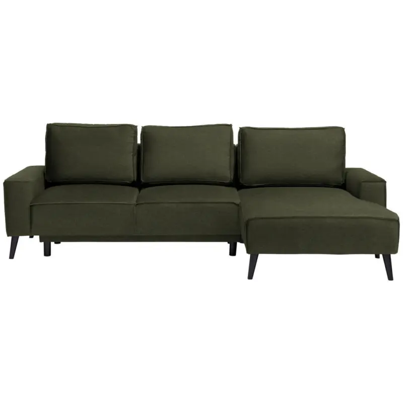Ecksofa in Velours Olivgr&uuml;n