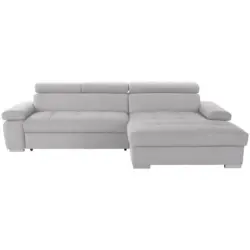 Ecksofa in Velours Silberfarben 292/183 cm