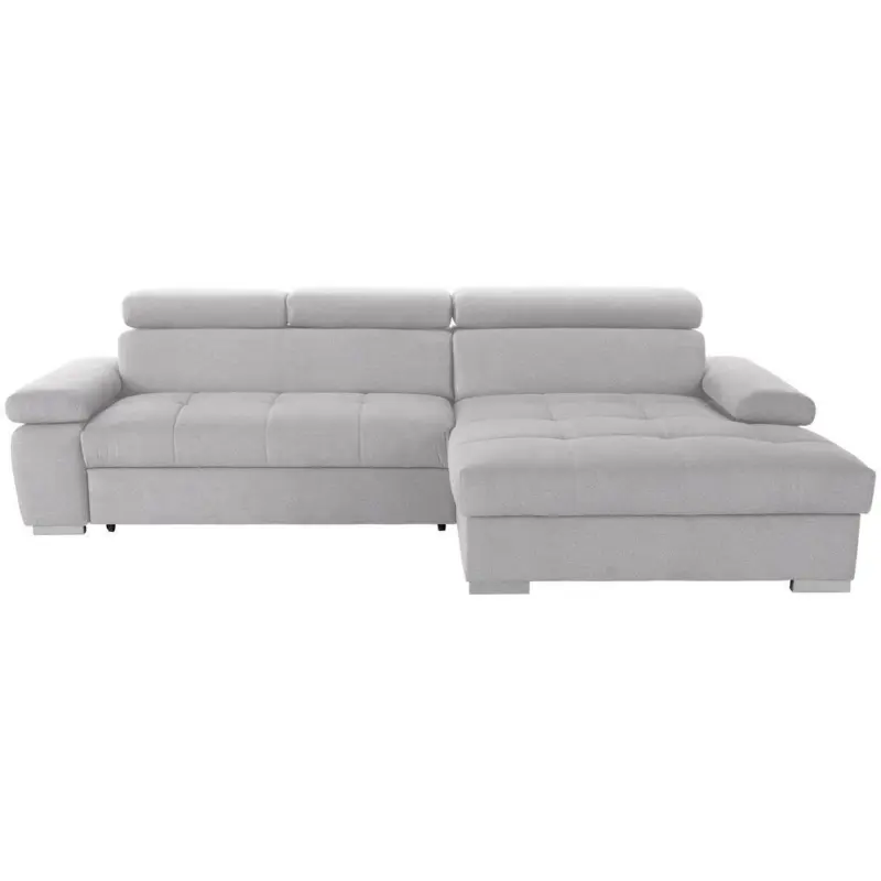 Ecksofa in Velours Silberfarben 292/183 cm