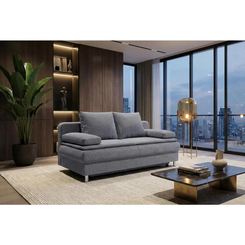 Schlafsofa in Webstoff Grau